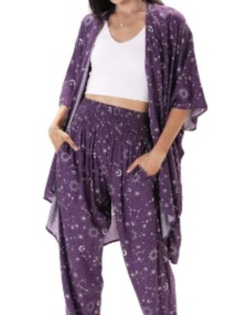 Lotus and Luna Plum Starry Night Kimono